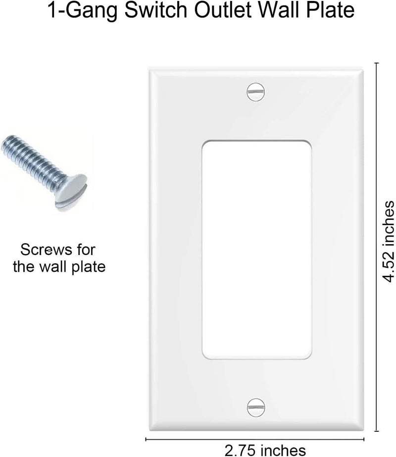 ZEFTV Decorator Wall Plates 1-Gang Switch Outlet Electrical Cover Plate Unbreakable Thermoplastic Faceplate for Light Receptacle Outlet Switch, White (6 Pack) - Image 3